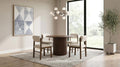 Coaster Decker 5-Piece Round Walnut Dining Table Set with Cream Upholstered Chairs – 193930WAL-S5B
