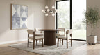 Coaster Decker 5-Piece Round Walnut Dining Table Set with Cream Upholstered Chairs – 193930WAL-S5B