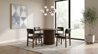 Coaster Decker 5-Piece Round Walnut Dining Table Set with Black Leatherette Chairs – 193930WAL-S5C