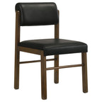Coaster Decker 5-Piece Round Walnut Dining Table Set with Black Leatherette Chairs – 193930WAL-S5C