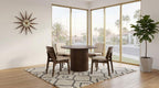 Coaster Decker 5-Piece Round Walnut Dining Table Set with Cream Velvet Tufted Chairs – 193930WAL-S5D