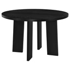 Coaster Strouse 5-Piece Round Black Pedestal Dining Table Set with Cream Velvet Tufted Chairs – 193940BLK-S5D