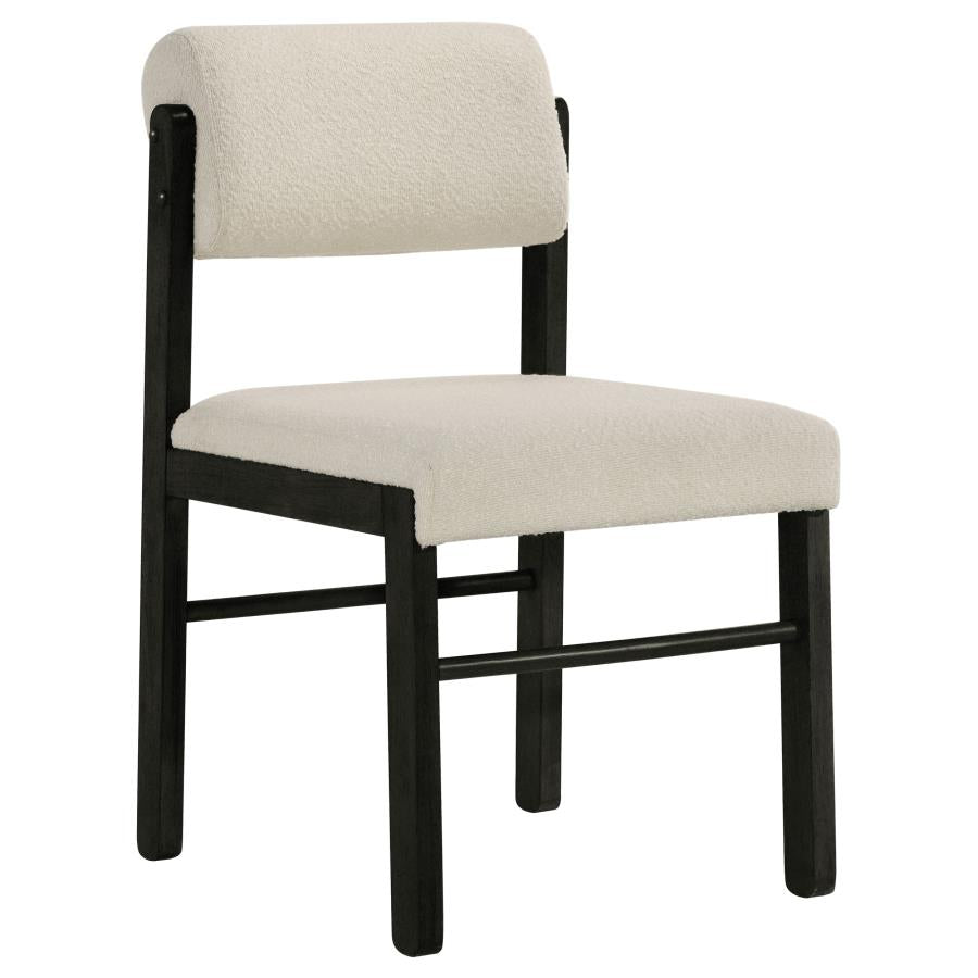 Coaster Strouse 5-Piece Round Black Pedestal Dining Table Set with Cream Upholstered Chairs – 193940BLK-S5B