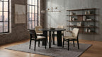 Coaster Strouse 5-Piece Round Black Pedestal Dining Table Set with Cream Velvet Tufted Chairs – 193940BLK-S5D