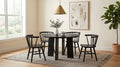 Coaster Strouse 5-Piece Round Black Pedestal Dining Table Set with Windsor Side Chairs – 193940BLK-S5F