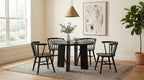Coaster Strouse 5-Piece Round Black Pedestal Dining Table Set with Windsor Side Chairs – 193940BLK-S5F