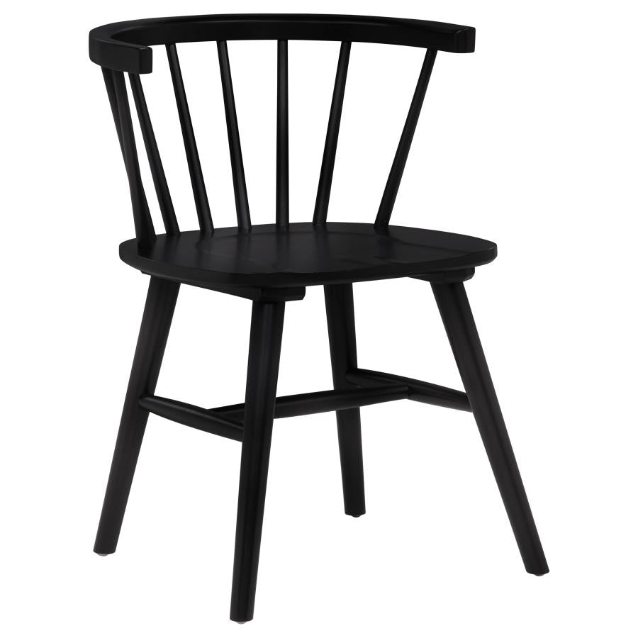 Coaster Strouse 5-Piece Round Black Pedestal Dining Table Set with Windsor Side Chairs – 193940BLK-S5F