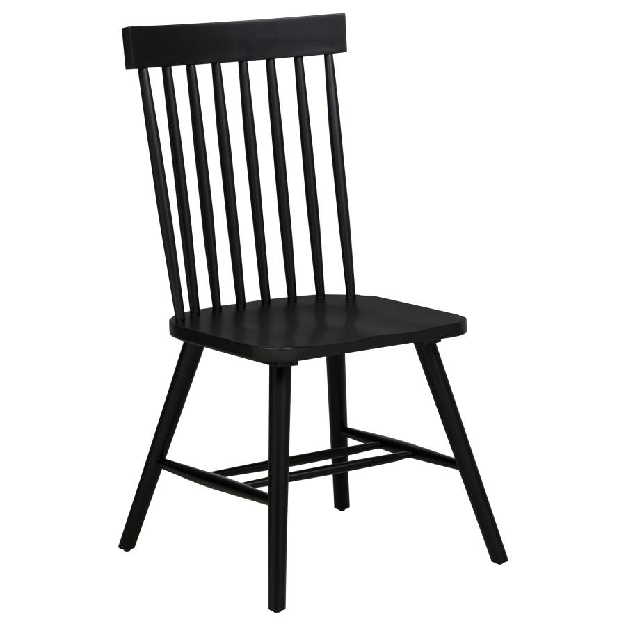 Coaster Strouse 5-Piece Round Black Pedestal Dining Table Set with Tall Spindle-Back Windsor Chairs – 193940BLK-S5G