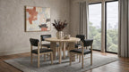 Coaster Strouse 5-Piece Round Natural Oak Pedestal Dining Table Set with Black Leatherette Chairs – 193940NAT-S5C