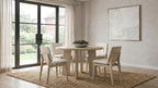 Coaster Strouse 5-Piece Round Natural Oak Pedestal Dining Table Set with Cream Velvet Tufted Chairs – 193940NAT-S5D