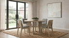 Coaster Strouse 5-Piece Round Natural Oak Pedestal Dining Table Set with Grey Velvet Tufted Chairs – 193940NAT-S5E