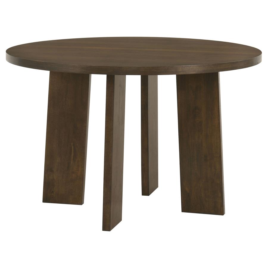 Coaster Strouse 5-Piece Round Walnut Pedestal Dining Table Set with Windsor Side Chairs – 193940WAL-S5F