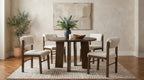Coaster Strouse 5-Piece Round Walnut Pedestal Dining Table Set with Cream Upholstered Chairs – 193940WAL-S5B