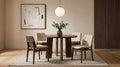 Coaster Strouse 5-Piece Round Walnut Pedestal Dining Table Set with Cream Velvet Tufted Chairs – 193940WAL-S5D