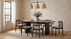 Coaster Decker 7-Piece 82" Black Dining Table Set with Wheat Spindle-Back Chairs – 193951BLK-S7A