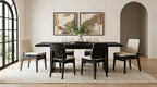 Coaster Decker 7-Piece 82" Black Dining Table Set with Cream Biscuit-Tufted Velvet Chairs – 193951BLK-S7D