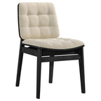 Coaster Decker 7-Piece 82" Black Dining Table Set with Cream Biscuit-Tufted Velvet Chairs – 193951BLK-S7D