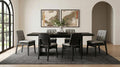 Coaster Decker 7-Piece 82" Black Dining Table Set with Grey Biscuit-Tufted Velvet Chairs – 193951BLK-S7E