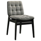Coaster Decker 7-Piece 82" Black Dining Table Set with Grey Biscuit-Tufted Velvet Chairs – 193951BLK-S7E