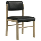 Coaster Decker 7-Piece 82" Natural Oak Dining Table Set with Black Leatherette Chairs – 193951NAT-S7C