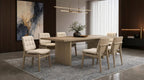 Coaster Decker 7-Piece 82" Natural Oak Dining Table Set with Cream Biscuit-Tufted Velvet Chairs – 193951NAT-S7D
