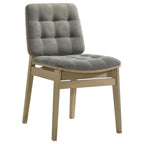 Coaster Decker 7-Piece 82" Natural Oak Dining Table Set with Grey Biscuit-Tufted Velvet Chairs – 193951NAT-S7E