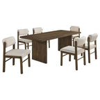 Coaster Decker 7-Piece 82" Walnut Dining Table Set with Cream Upholstered Chairs – 193951WAL-S7B