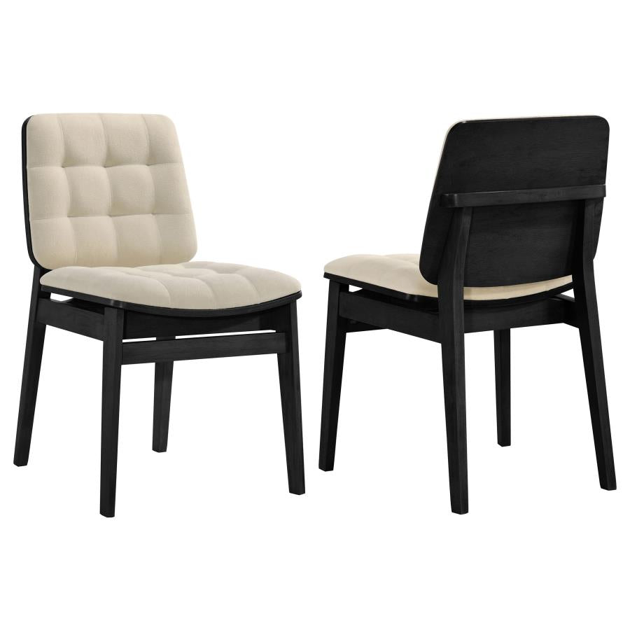 Coaster Redbridge Cream Velvet Biscuit-Tufted Dining Side Chair Black Set of 2 – 193952BLK