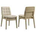 Coaster Redbridge Cream Velvet Biscuit-Tufted Dining Side Chair Natural Oak Set of 2 – 193952NAT