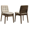 Coaster Redbridge Cream Velvet Biscuit-Tufted Dining Side Chair Walnut Set of 2 – 193952WAL