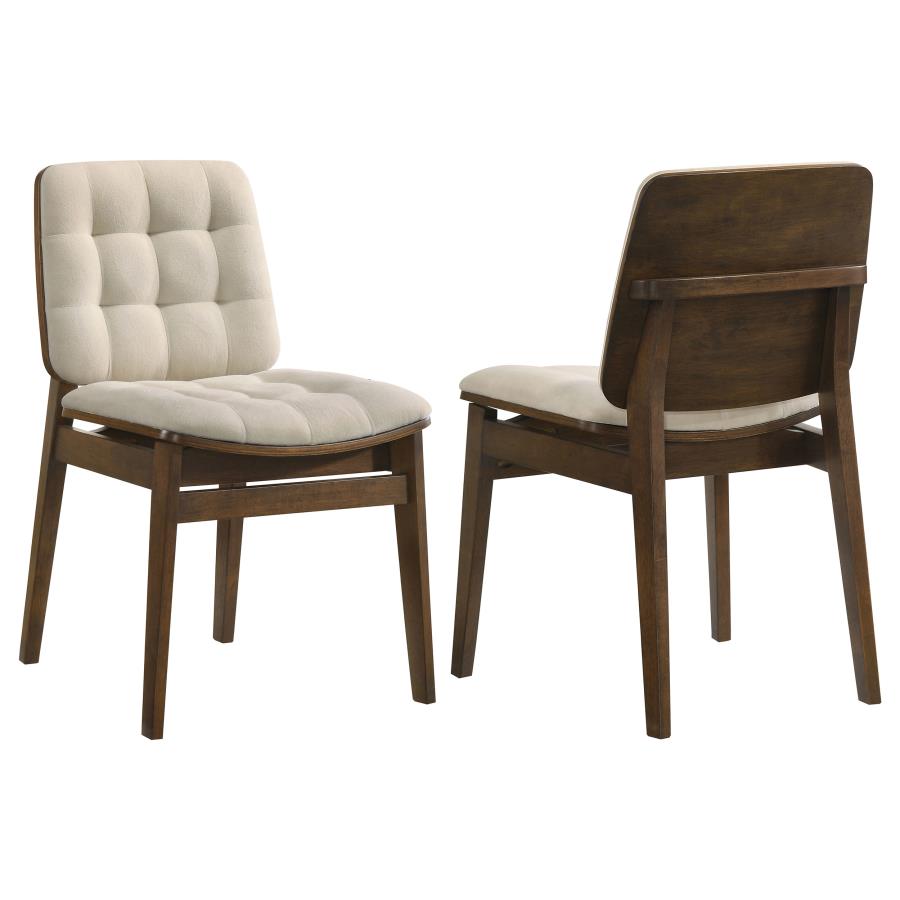 Coaster Redbridge Cream Velvet Biscuit-Tufted Dining Side Chair Walnut Set of 2 – 193952WAL