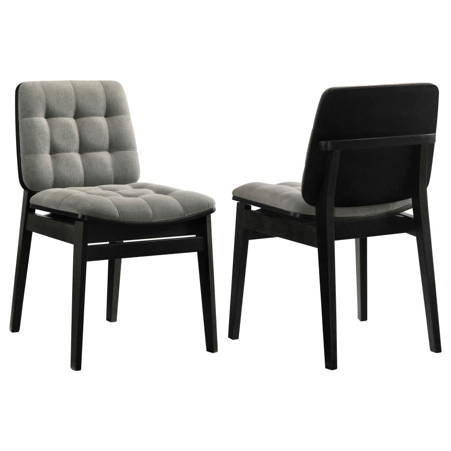 Coaster Redbridge Grey Velvet Biscuit-Tufted Dining Side Chair Black Set of 2 – 193962BLK