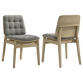 Coaster Redbridge Grey Velvet Biscuit-Tufted Dining Side Chair Natural Oak Set of 2 – 193962NAT