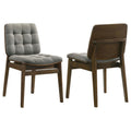 Coaster Redbridge Grey Velvet Biscuit-Tufted Dining Side Chair Walnut Set of 2 – 193962WAL