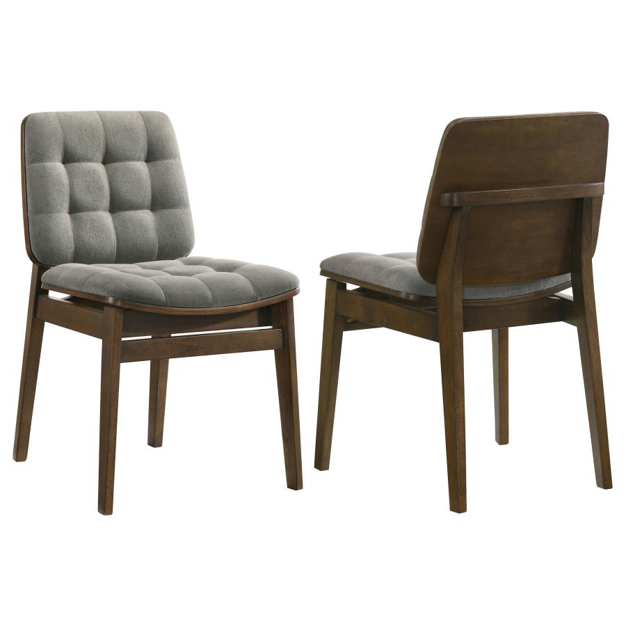 Coaster Redbridge Grey Velvet Biscuit-Tufted Dining Side Chair Walnut Set of 2 – 193962WAL
