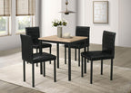 Coaster 193980-S5 5 pc Garza greige oak finish wood dining table set vinyl padded seats