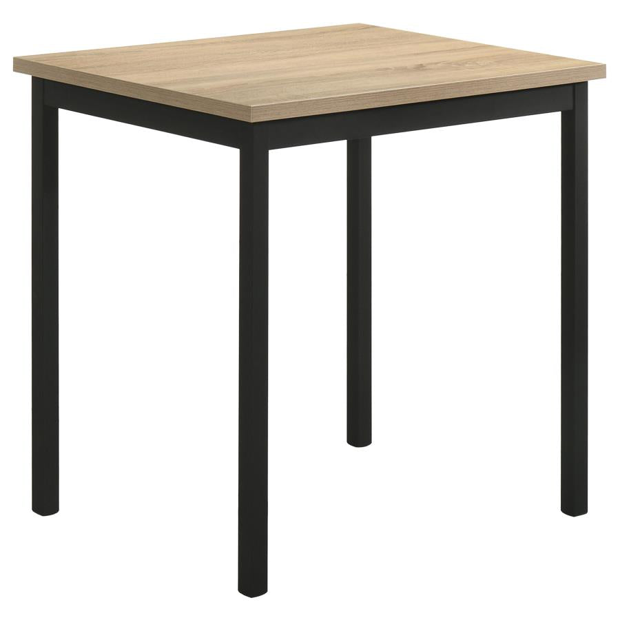 Coaster 193980-S5 5 pc Garza greige oak finish wood dining table set vinyl padded seats