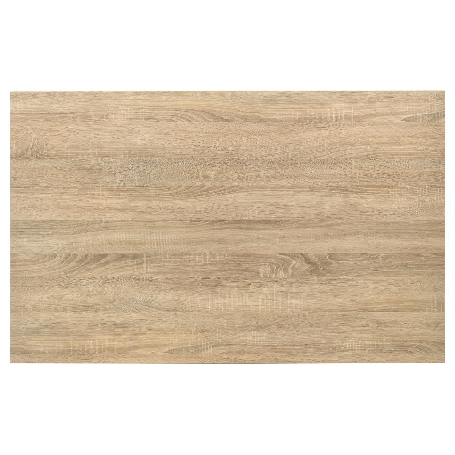 Coaster 193981-S5 5 pc Garza greige oak finish wood dining table set vinyl padded seats