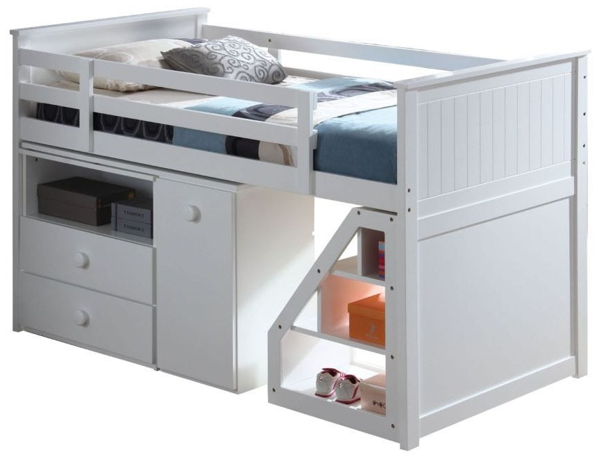 Acme 19405 Harriet bee eladia wyatt white finish wood twin size loft bed with desk