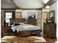 Homelegance 1957-4PC 4 pc Jerrick burnished natural finish wood paneled headboard bedroom set