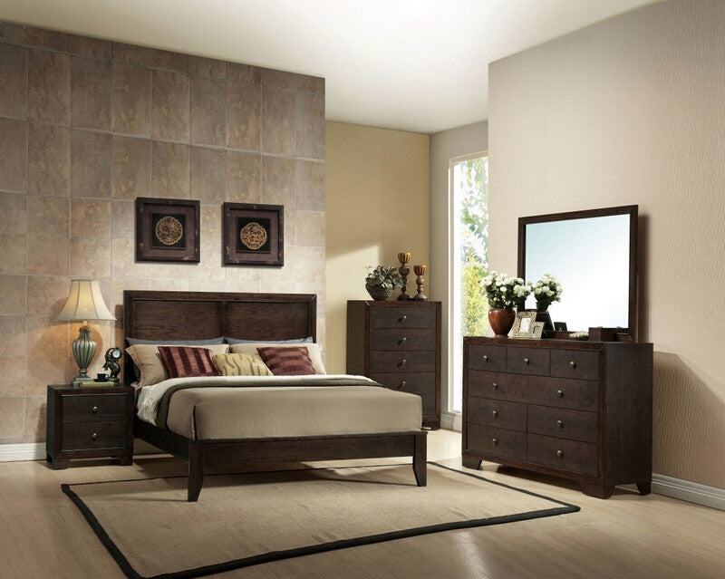 Acme 19570Q 4 pc madison espresso finish wood queen platform bed set