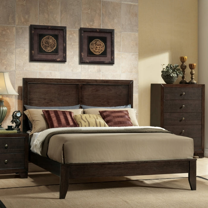 Acme 19570Q 4 pc madison espresso finish wood queen platform bed set