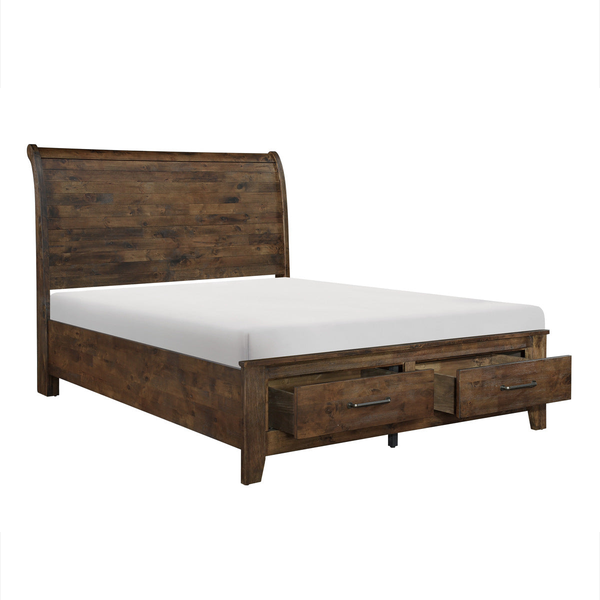 Homelegance 1957-4PC 4 pc Jerrick burnished natural finish wood paneled headboard bedroom set