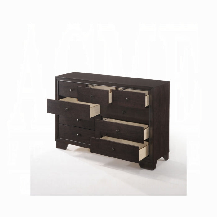 Acme 19560Q 4 pc madison ii espresso finish wood storage headboard with under bed drawers queen bedroom set
