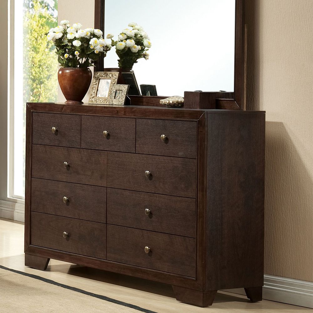 Acme 19570Q 4 pc madison espresso finish wood queen platform bed set