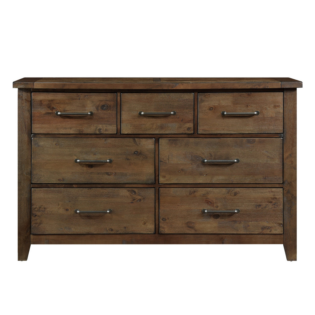 Homelegance 1957-4PC 4 pc Jerrick burnished natural finish wood paneled headboard bedroom set
