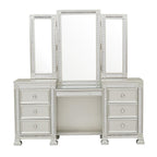 Homelegance 1958-14-15 3 pc Bevelle silver finish wood bedroom make up vanity set