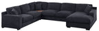 89295-1 4 pc Celine dark grey chenille fabric 128" modular sectional sofa set with chaise and cup holders wtih USB charging