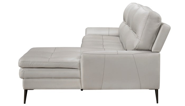 Homelegance 8577GY-SC 2 pc Essex mid century modern grey top grain leather sectional sofa with chaise