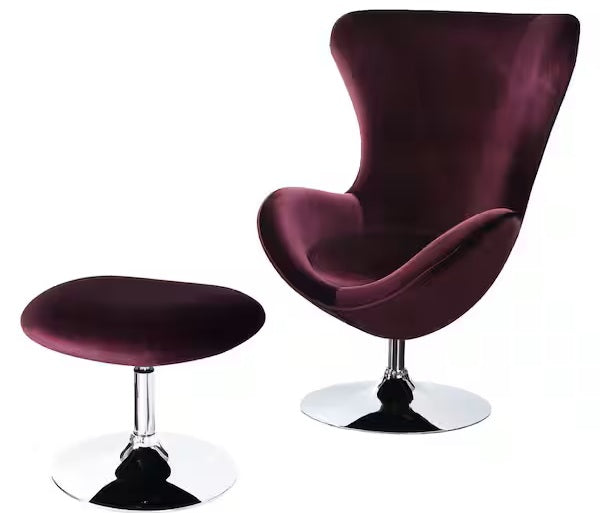 CM-AC6841 2 pc Shelia purple flannelette fabric rounded back accent chair and ottoman